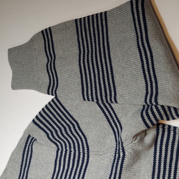 CHAPS Men's Oversized Sweater Size XXL Gray Blue Striped Embroidered Logo NEW - Picture 12 of 13